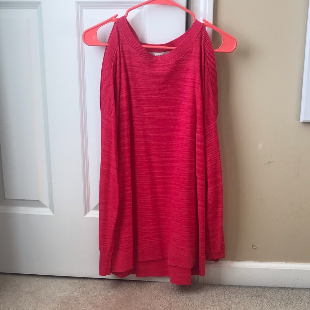 Pink cold shoulder top